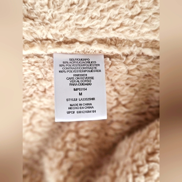 Gibson Latimer Fall Faux Suede & Sherpa Lined Tan/Cream Asymmetrical Flowy Vest - Picture 16 of 16